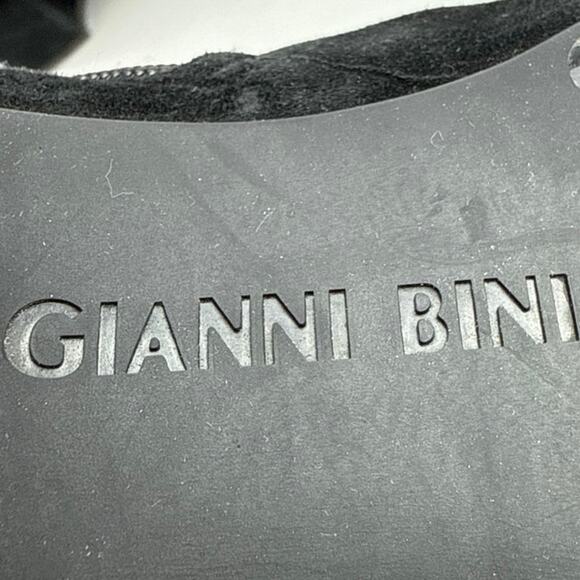 Gianni Bini Women's Black Suede Leather Block Heel Zip Ankle Boots Booties Sz 7 - Picture 6 of 9